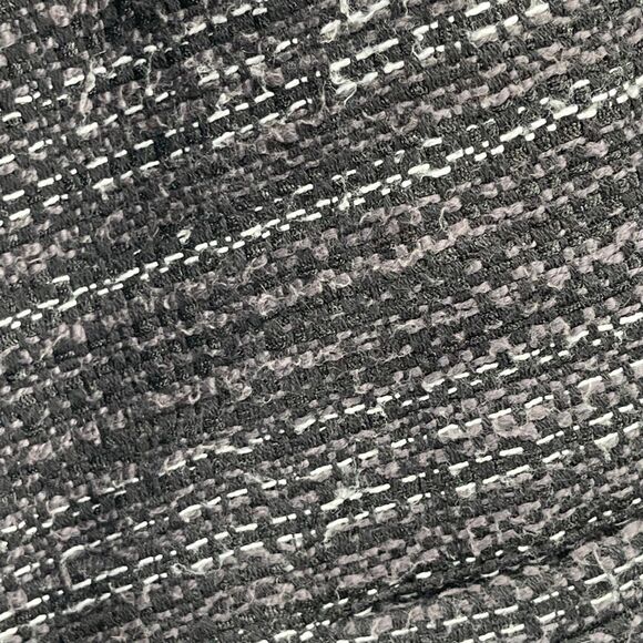 Adrienne Vittadini Women’s Medium Black White Open Front Tweed Fringe Blazer - Picture 9 of 14